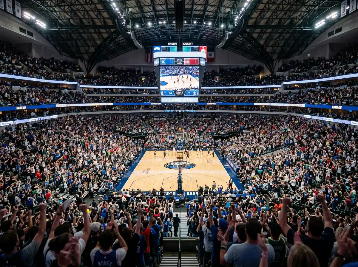 Packed NBA arena during a home game with fans creating an intense atmosphere on the hardwood court